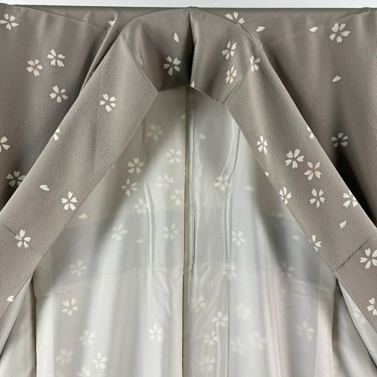 【美品】 付下 身長156cm 袖長64.5cm M 雙層 名古屋帶套裝櫻花 櫻花花瓣 漸層 淺紅 純蠶絲 優品級