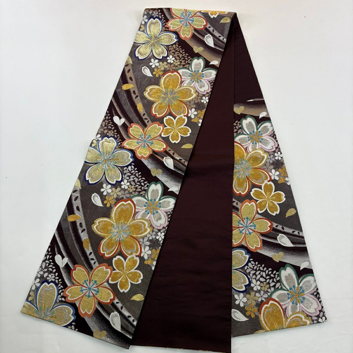 【美品】振袖禮服 身長174.5cm 袖長71.5cm L 雙層 袋帶全套 御所車 牡丹 金銀彩 山吹 純蠶絲 名品級