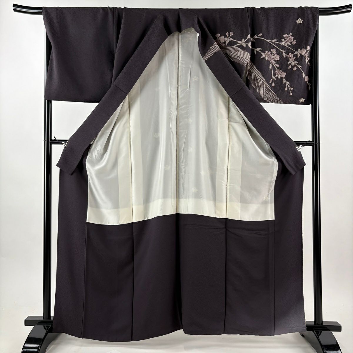 訪問服 身長163cm 袖長69cm L 雙層 菊花花 櫻花 絞染 金銀彩 灰紫 純蠶絲 逸品級