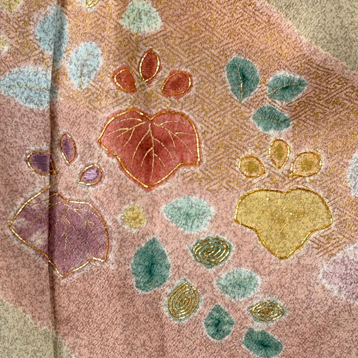 【美品】訪問服 身長157cm 袖長62cm S 雙層 松樹井青青 落款あり 桐 千鳥 金銀彩 絞染 灰茶 純蠶絲 逸品級