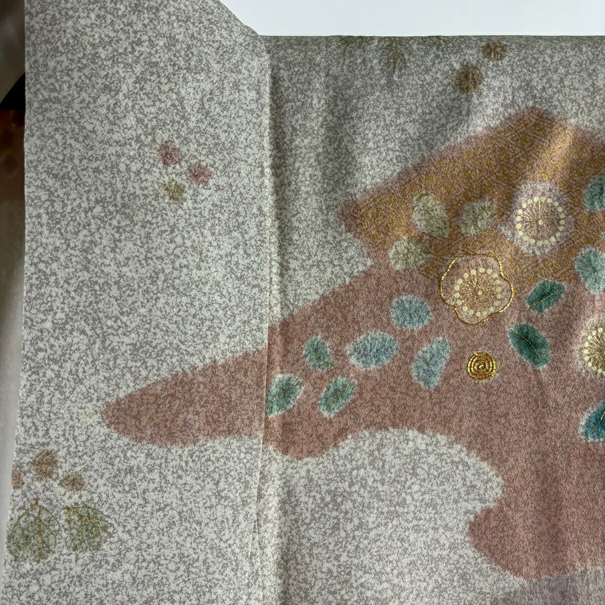 【美品】訪問服 身長157cm 袖長62cm S 雙層 松樹井青青 落款あり 桐 千鳥 金銀彩 絞染 灰茶 純蠶絲 逸品級