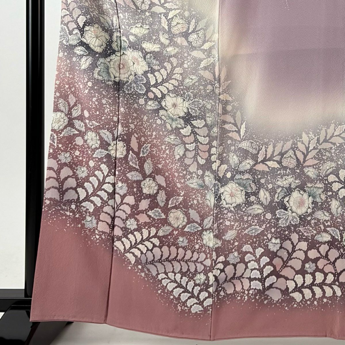 訪問服 身長165.5cm 袖長64cm M 雙層 翠山工房 落款あり 辻花染 漸層 粉紅 純蠶絲 逸品級