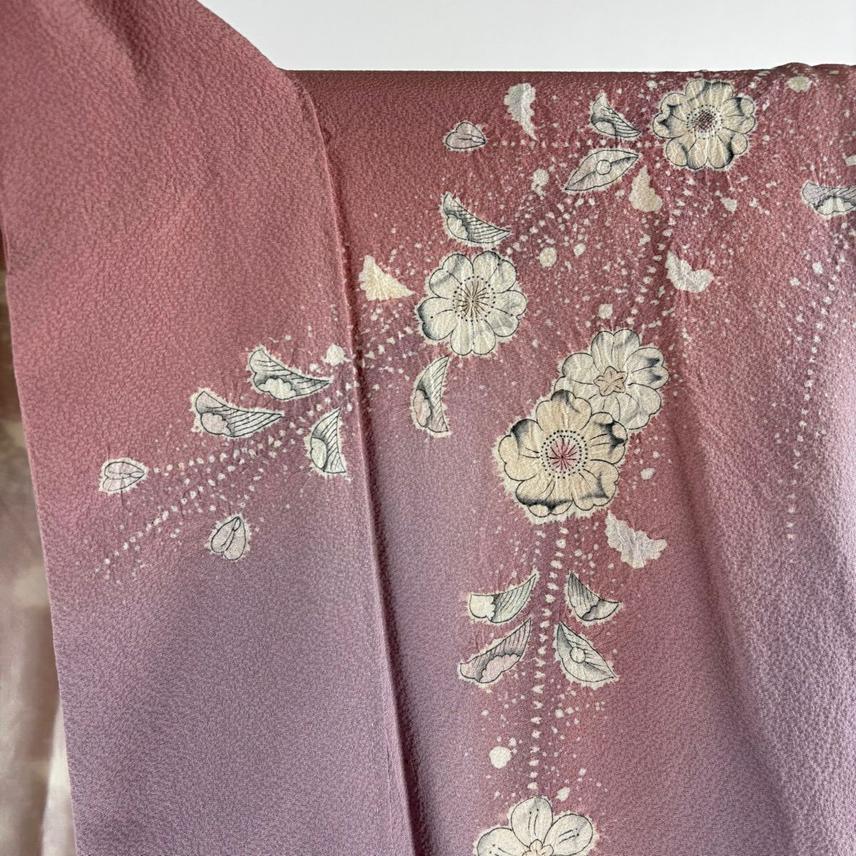 訪問服 身長165.5cm 袖長64cm M 雙層 翠山工房 落款あり 辻花染 漸層 粉紅 純蠶絲 逸品級