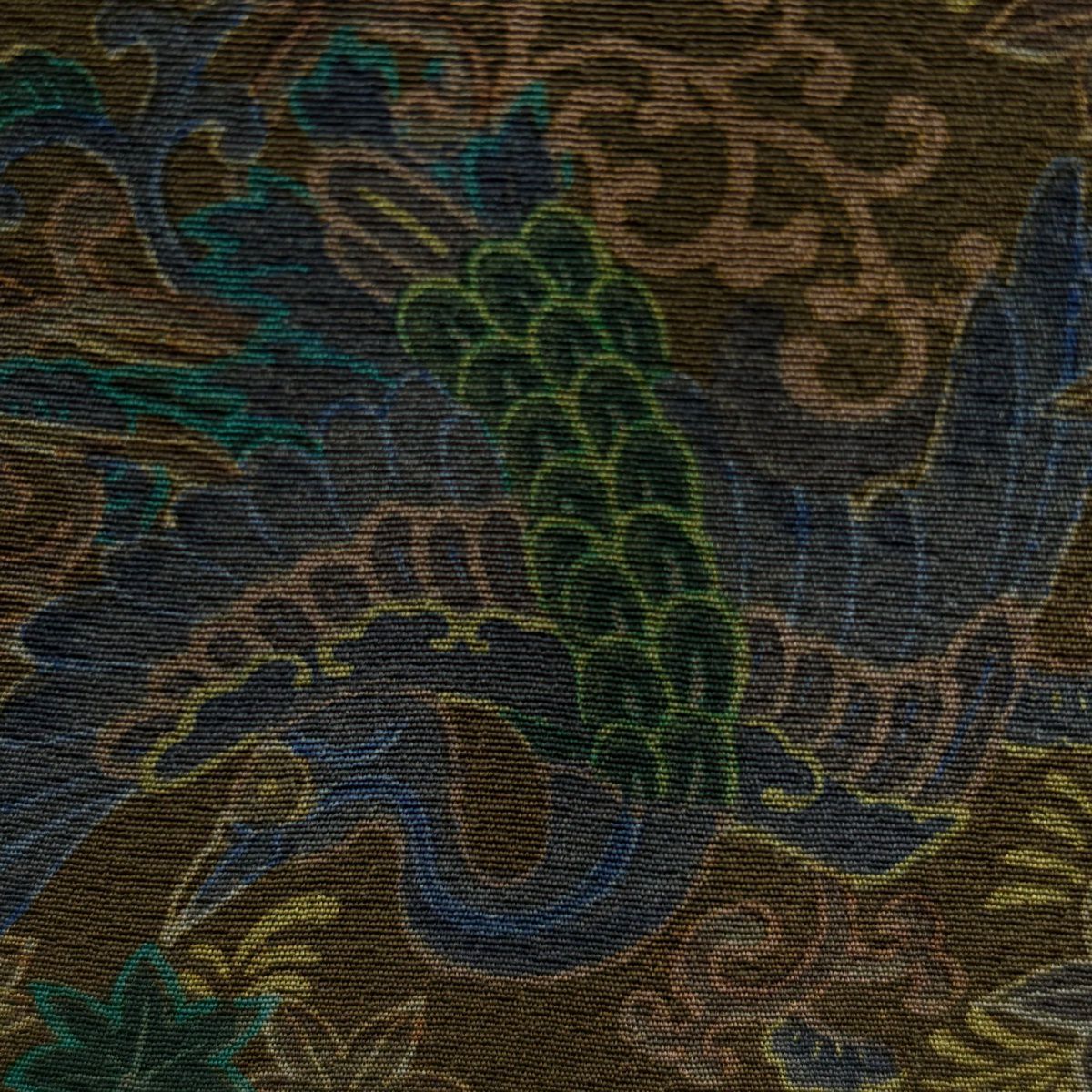 【美品】 小紋 身長157cm 袖長64.5cm M 雙層 前田仁仙 やまと 有落款 草花紋紋 鳳凰 深綠 純蠶絲 逸品級