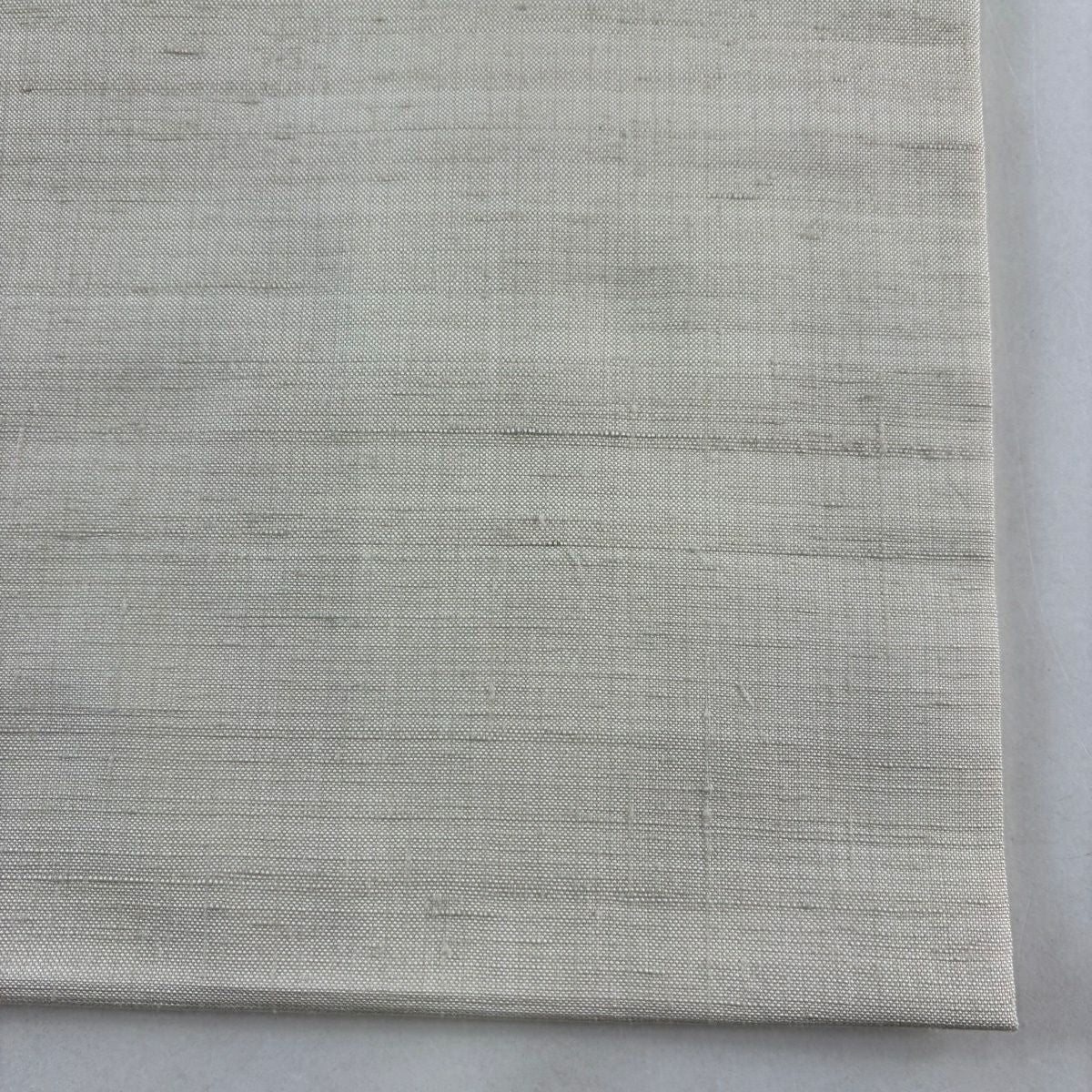 【美品】 名古屋帶 逸品級 紬織織 幾何圖案 條紋 灰白 純蠶絲