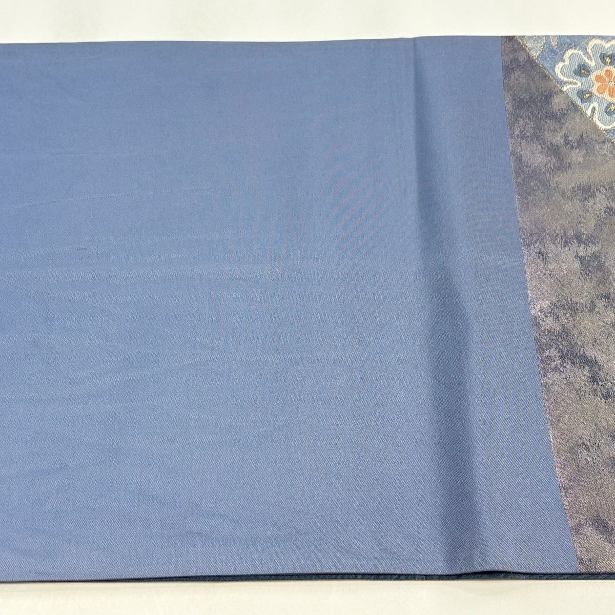 【美品】 袋帶 逸品級 河村織物 落款あり 名物大和裂文 金糸 金金箔 青灰 六通 純蠶絲