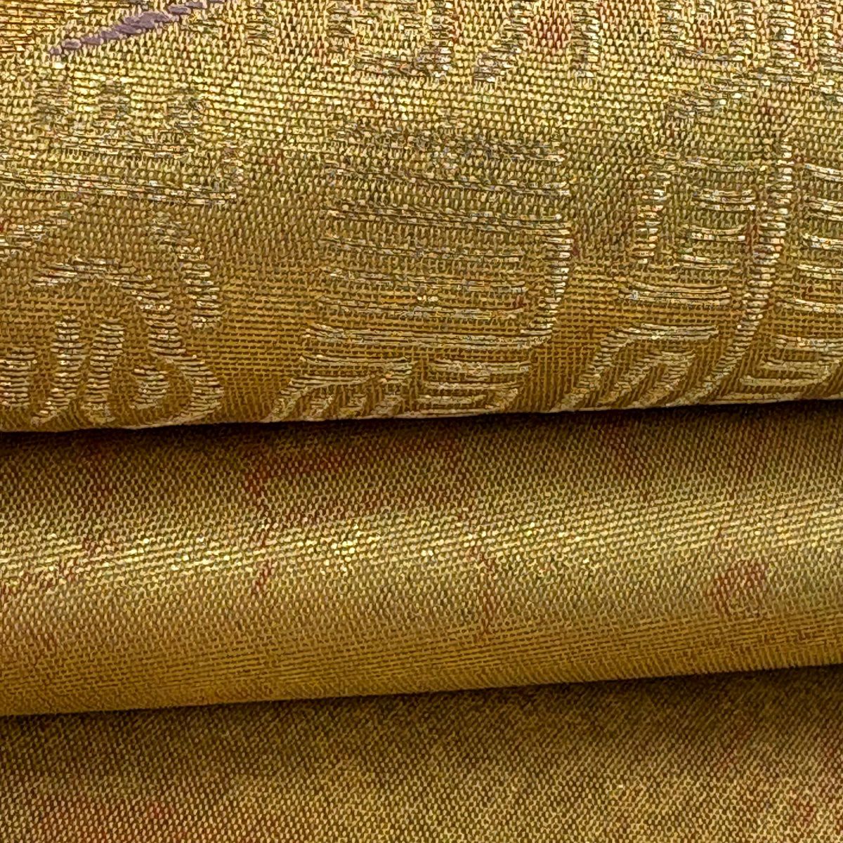 【美品】 袋帶 逸品級 證書齊全 京藝 圓文 文字 金絲 金金箔 金 六通 純蠶絲