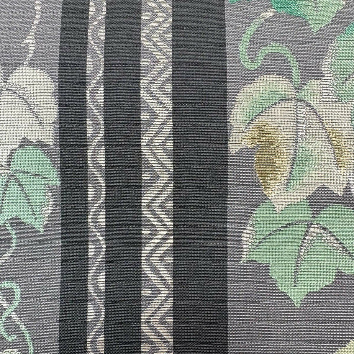 【美品】 袋帶 逸品級 服部織物 落款あり 西陣織 蔦 金金箔 灰 六通 純蠶絲