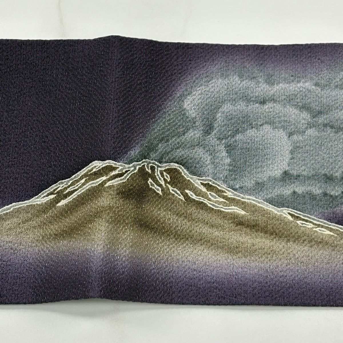 【美品】名古屋帶 逸品級 山霞 漸層 深紫 純蠶絲