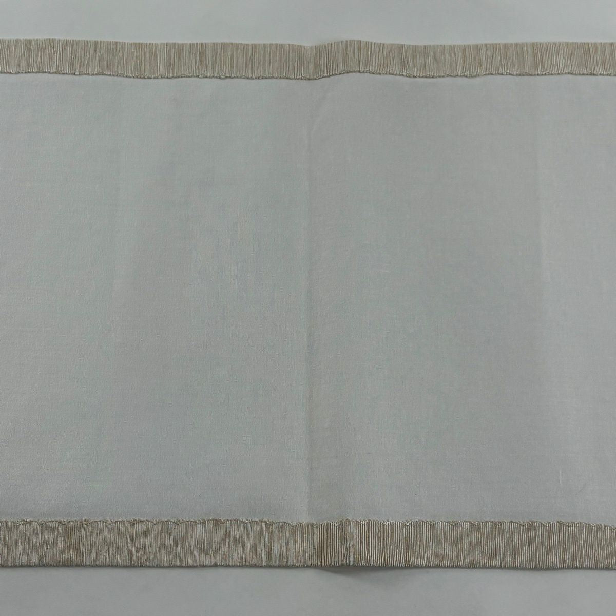 【美品】 開口名古屋帶 逸品級 條紋 幾何學 灰白 純蠶絲