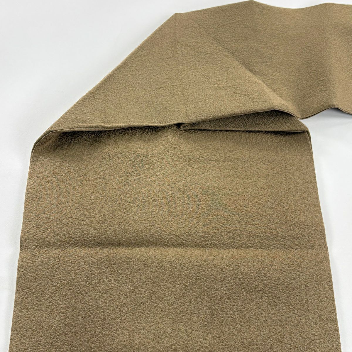 【美品】名古屋帶 逸品級 蟹 絞染 茶綠 純蠶絲