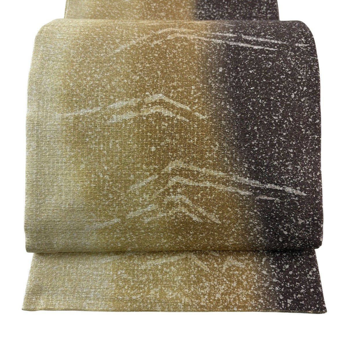 【美品】 袋帶 秀品級 幾何圖案 漸層圖案 金絲 米色 全通 純蠶絲