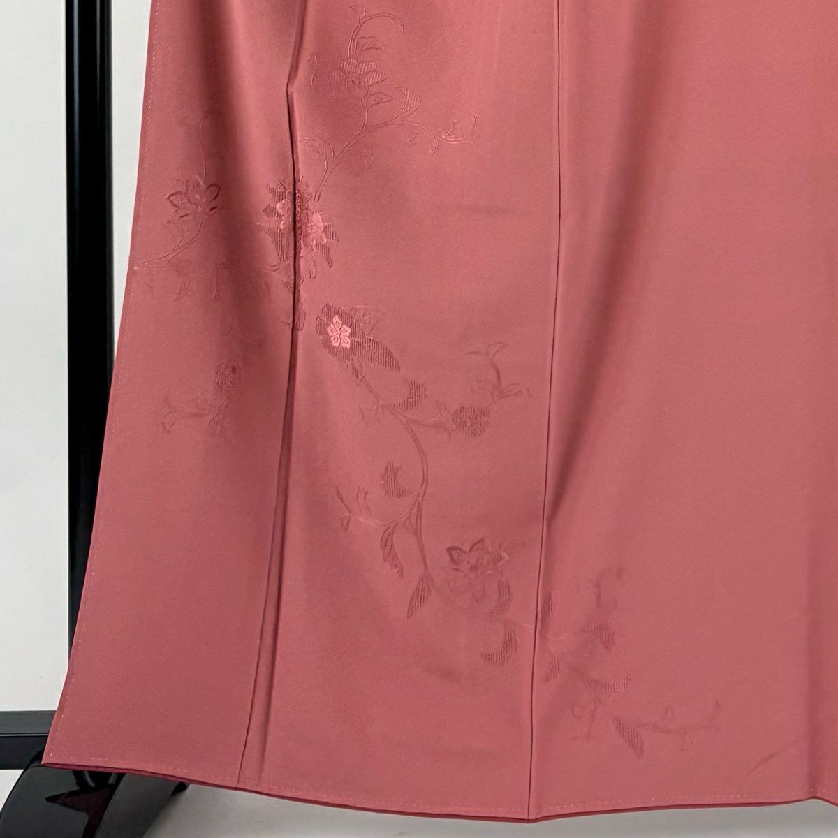 【美品】 付下 身長162cm 袖長67cm M 雙層 草花紋紋 刺繡 粉米色 純蠶絲 優品級