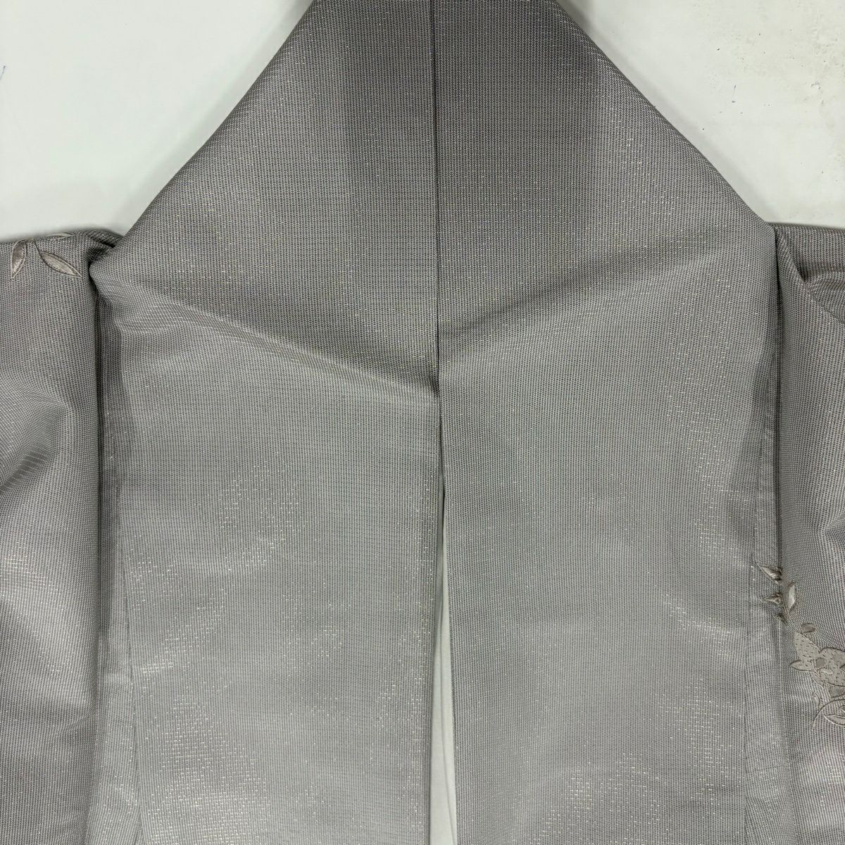 【美品】訪問服 身長158cm 袖長62.5cm S 雙層 建物 楓 金通刺繡 灰紫 純蠶絲 秀品級