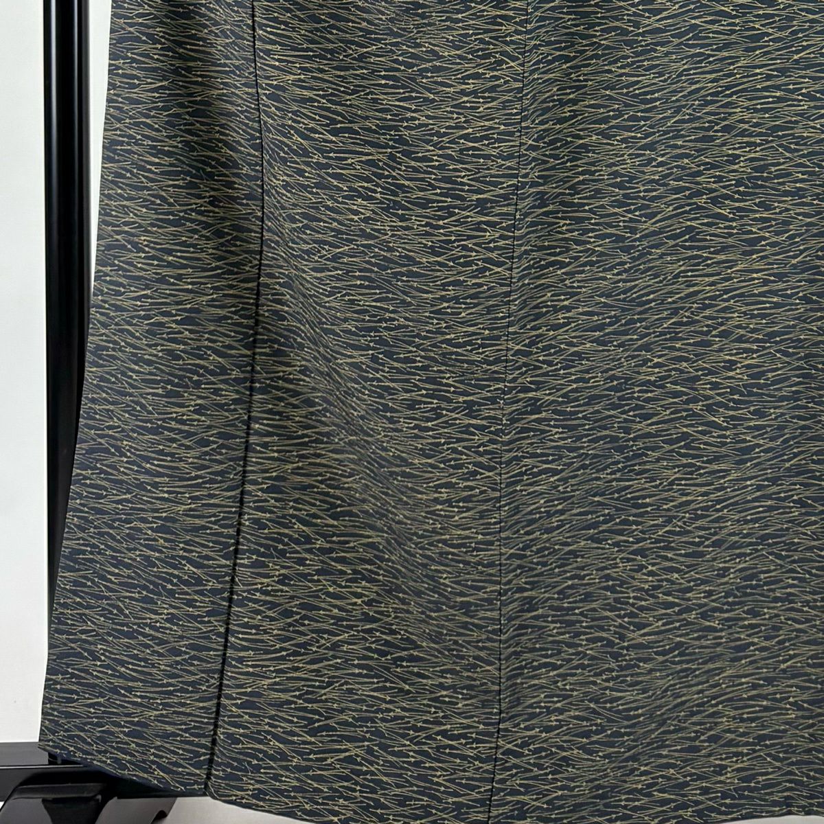 【美品】 小紋 身長161.5cm 袖長64cm M 雙層 松樹葉 深藍 純蠶絲 秀品級