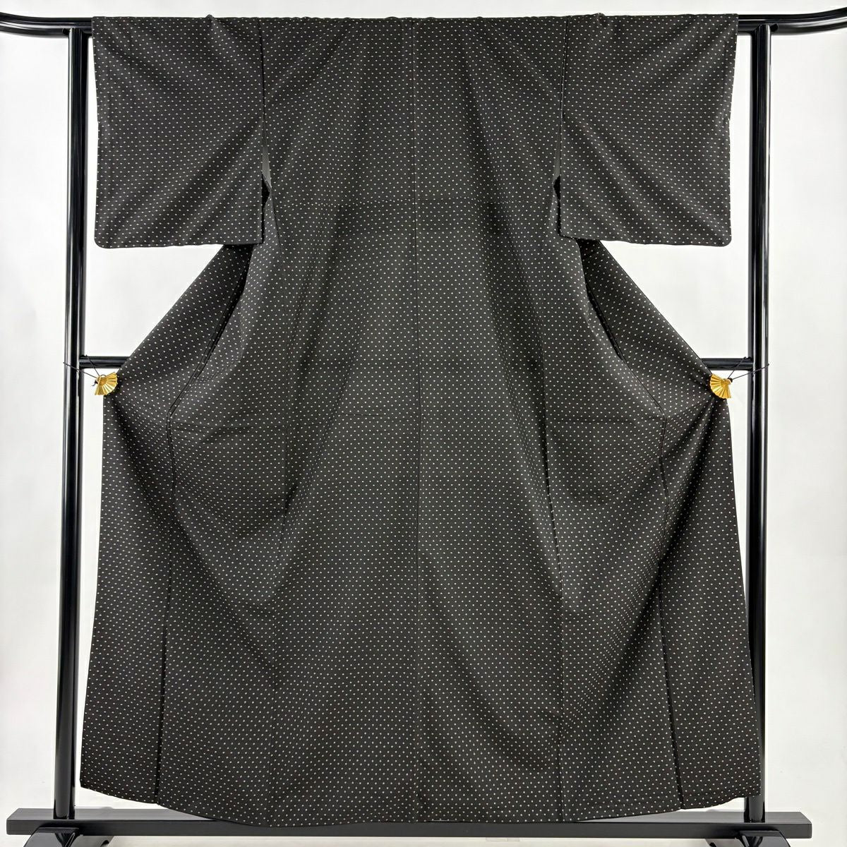 【美品】 紬織 身長159cm 袖長62cm S 雙層 幾何學圖案 墨色 純蠶絲 秀品級