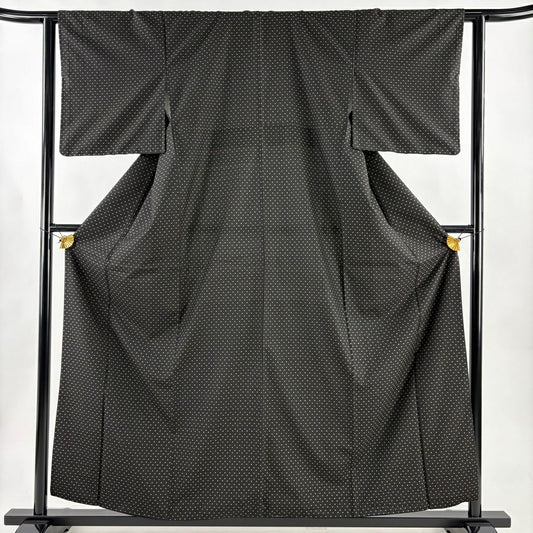 【美品】 紬織 身長159cm 袖長62cm S 雙層 幾何學圖案 墨色 純蠶絲 秀品級