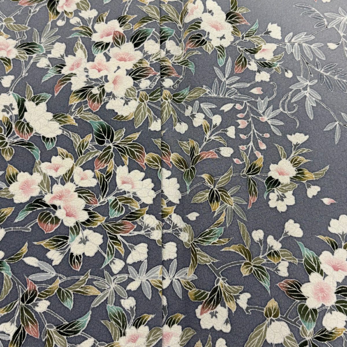 訪問服 身長152cm 袖長63cm S 雙層櫻櫻花瓣暈染青灰色純蠶絲秀品級一つ紋