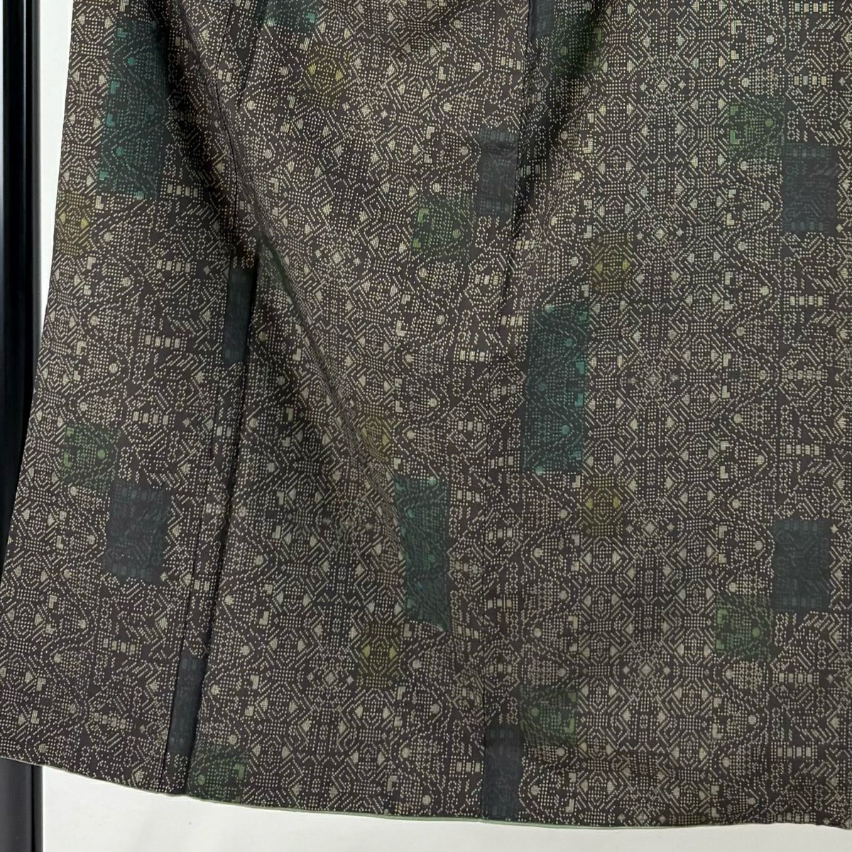 【美品】 紬織 身長150.5cm 袖長64cm M 雙層 幾何學 墨 深藍 純蠶絲 秀品級