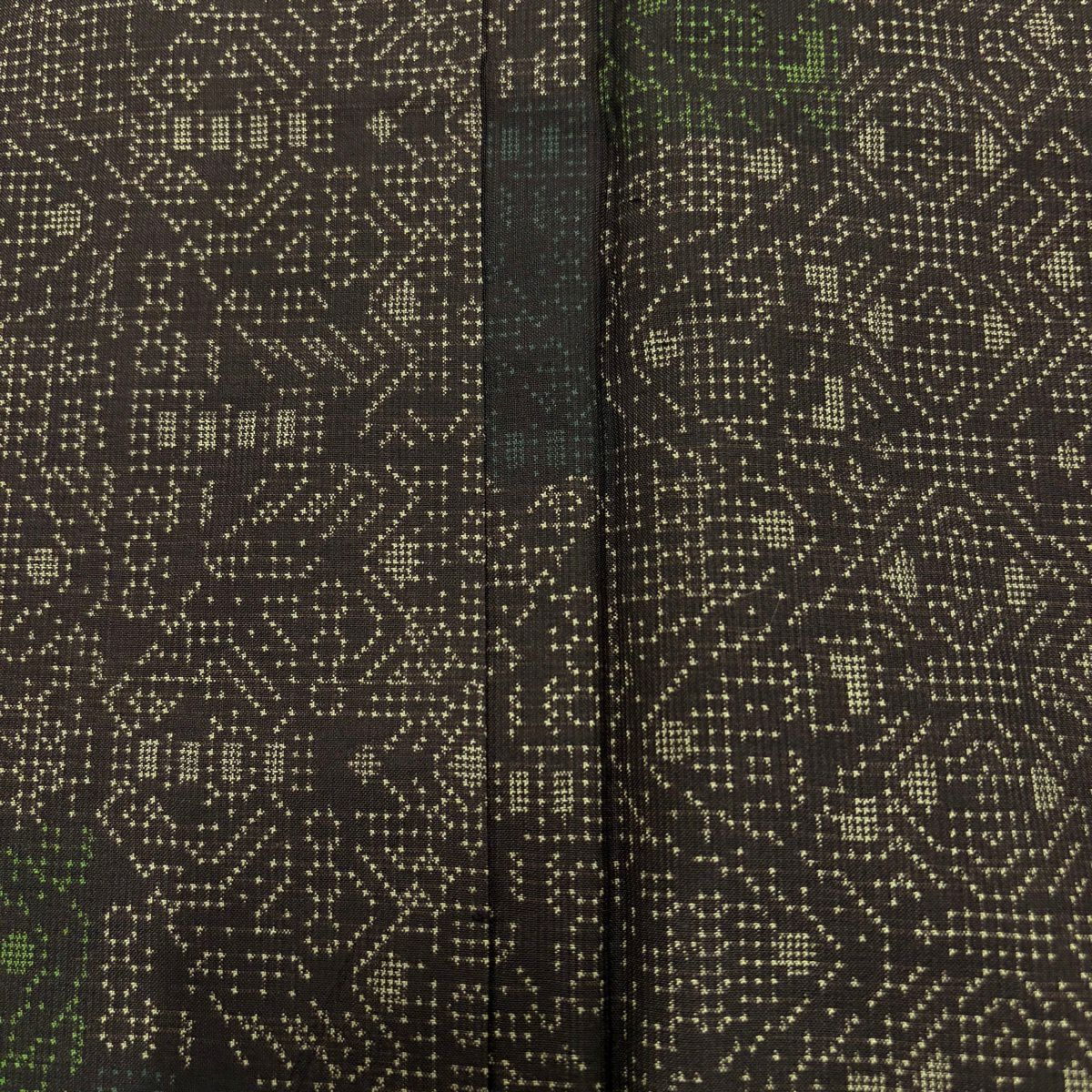 【美品】 紬織 身長150.5cm 袖長64cm M 雙層 幾何學 墨 深藍 純蠶絲 秀品級