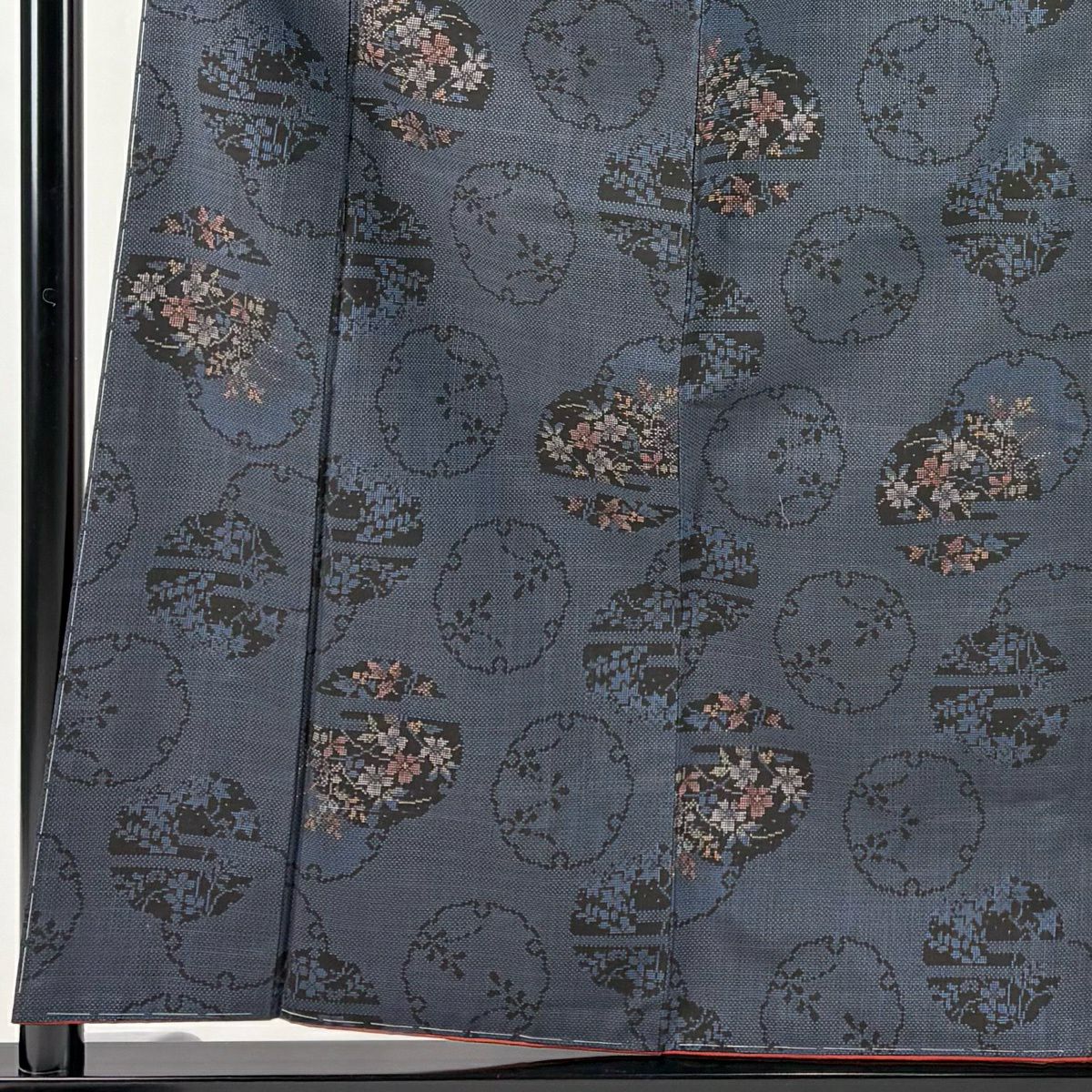 【美品】 紬織 身長158cm 袖長62.5cm S 雙層 雪輪 草花紋 純蠶絲 秀品級