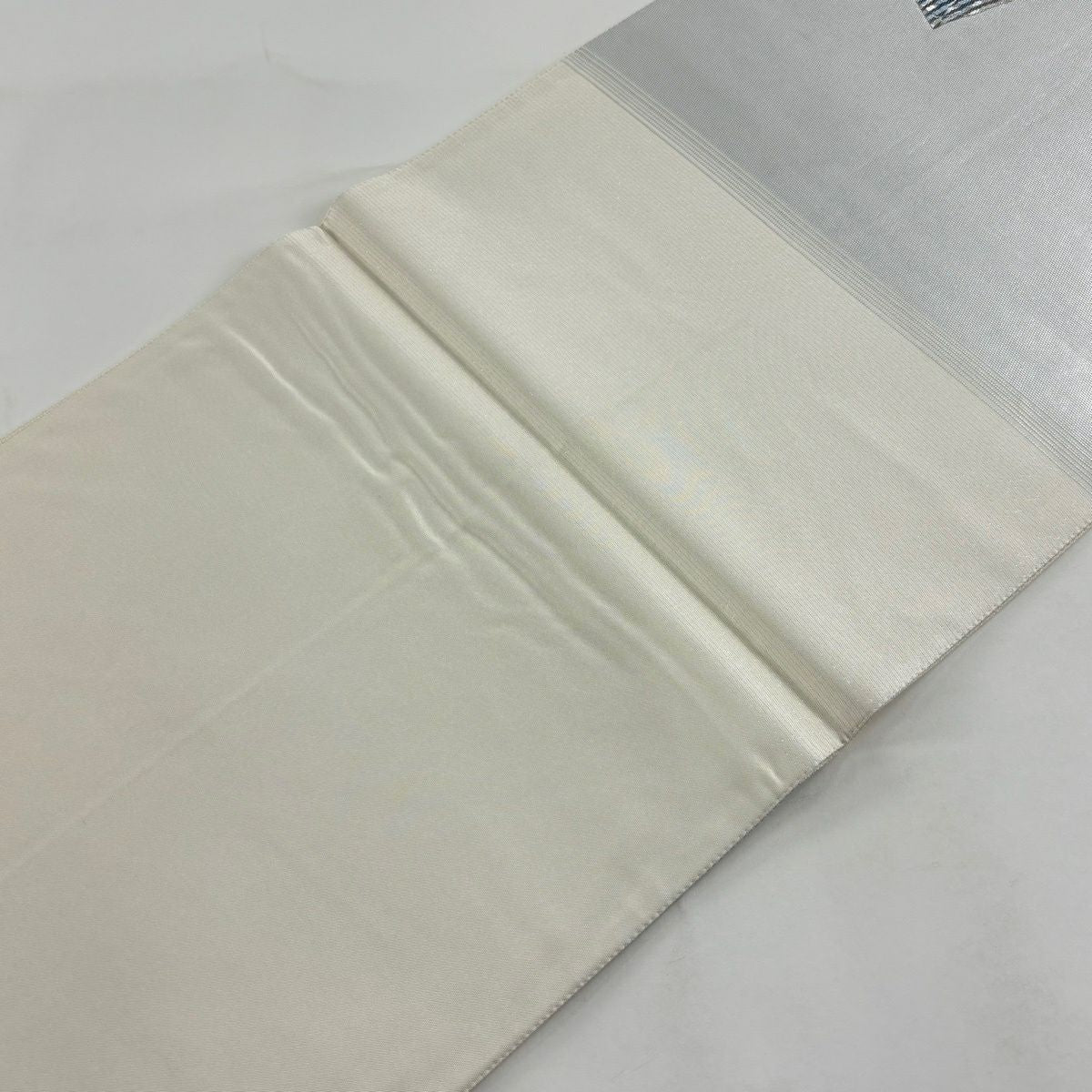 【美品】 袋帶 秀品級 幾何圖案 波 金金箔 銀色 大鼓圖案 純蠶絲