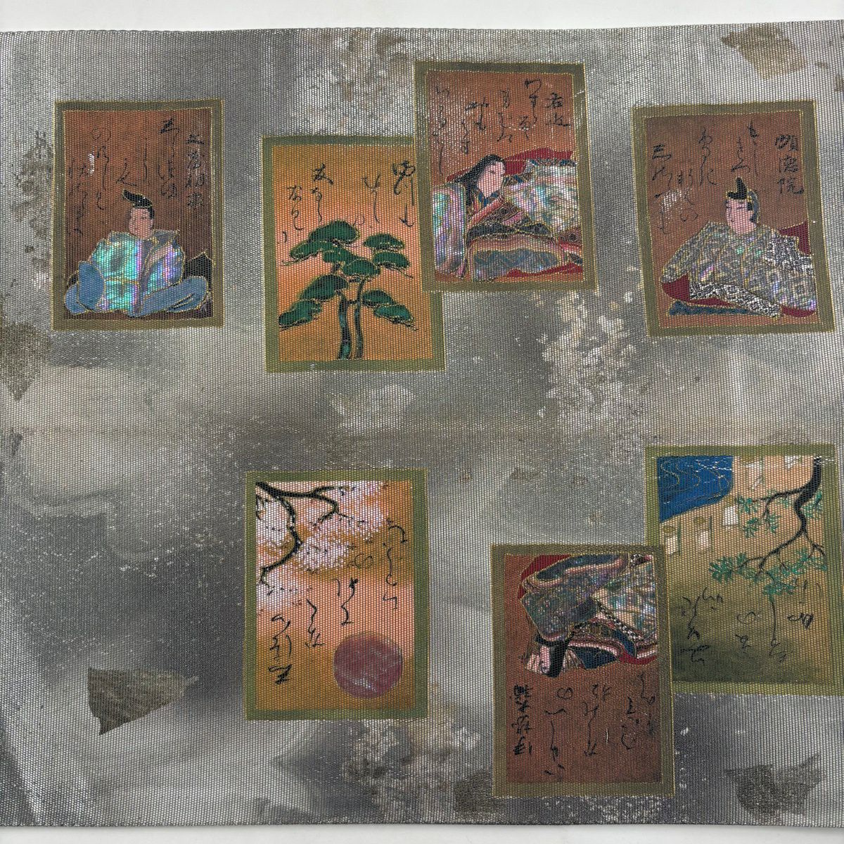 袋帶 秀品級 百人一首 牌子 螺鈿金金箔 金銀彩 太鼓圖案 純蠶絲