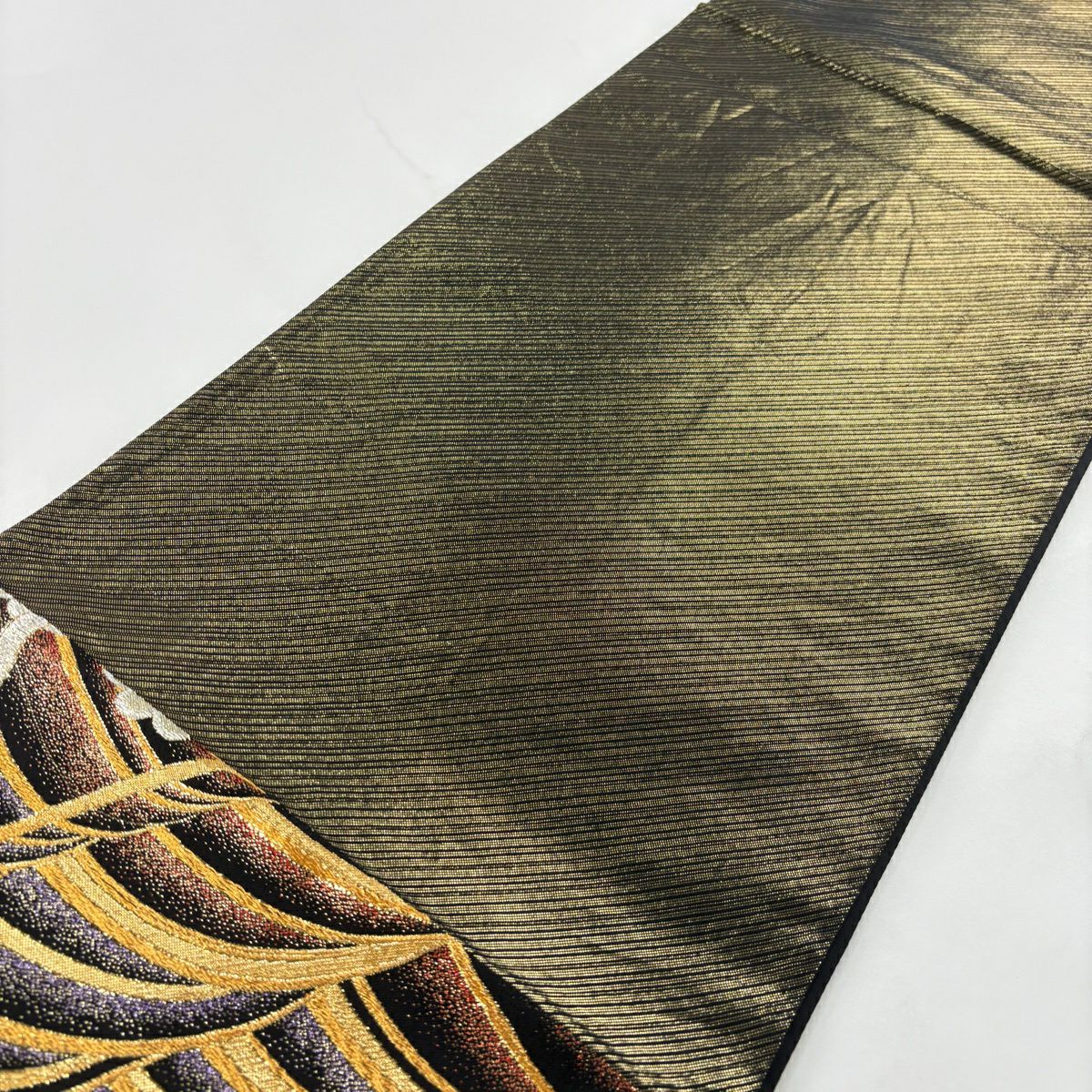 袋帶 秀品級 振袖禮服禮服用 櫻花 波紋 金金箔 金銀絲 金色 六通 純蠶絲
