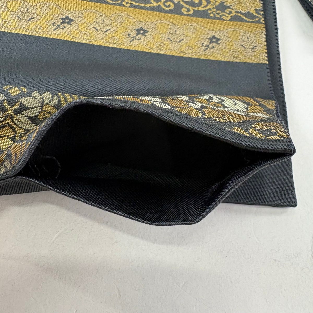 袋帶 秀品級 華紋 花唐草紋 金金箔 墨 六通 純蠶絲
