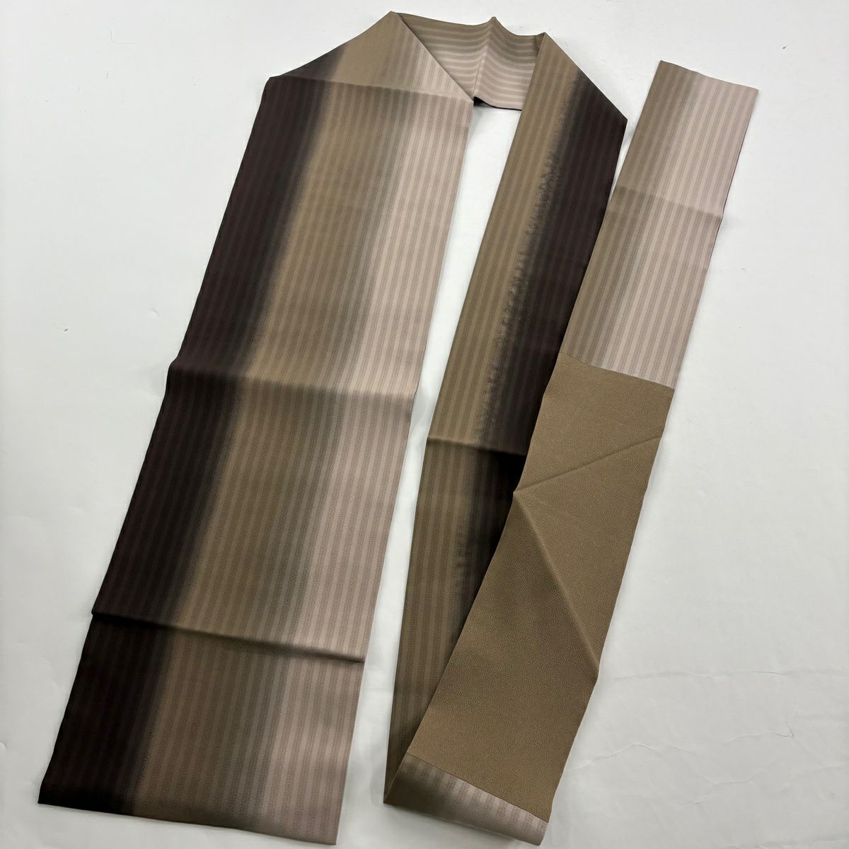 【美品】 紬織 身長160cm 袖長64cm M 雙層 名古屋帶套裝 薔薇 短冊 灰茶 純蠶絲 優品級