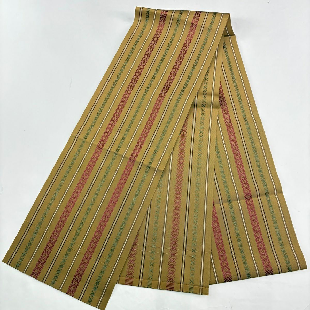【美品】 紬織 身長155cm 袖長64cm M 雙層 名古屋帶套裝 有栖川 市松樹 焦茶 純蠶絲 秀品級