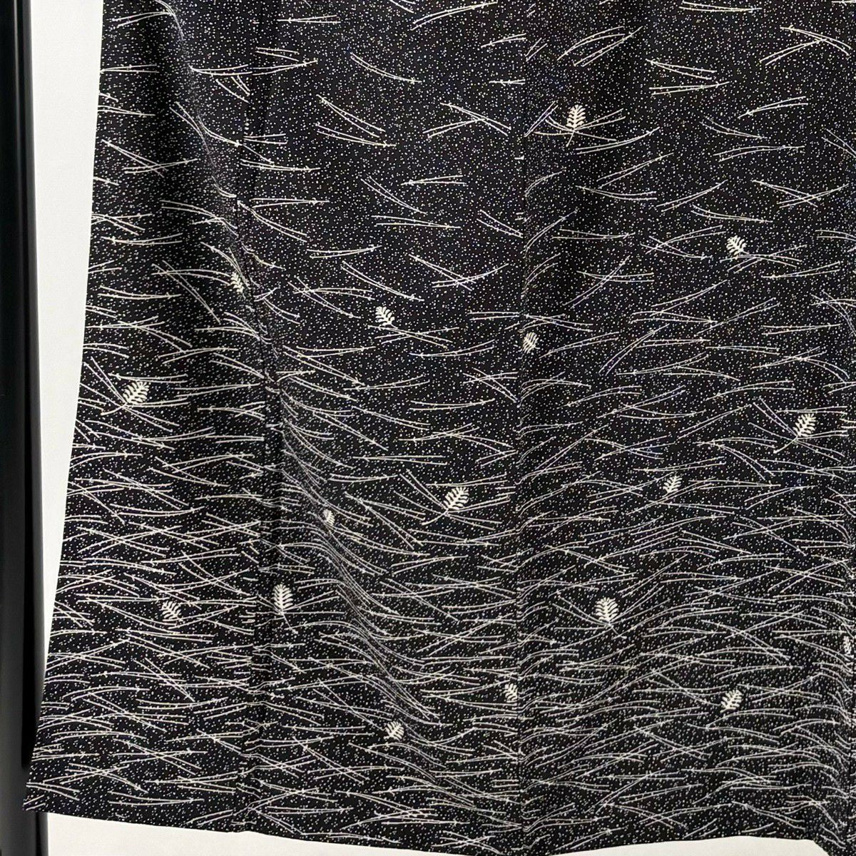 付下 身長151cm 袖長63cm S 雙層 川村久太郎 落款 松樹葉 松樹笠 黑 純蠶絲 名品級 一つ紋
