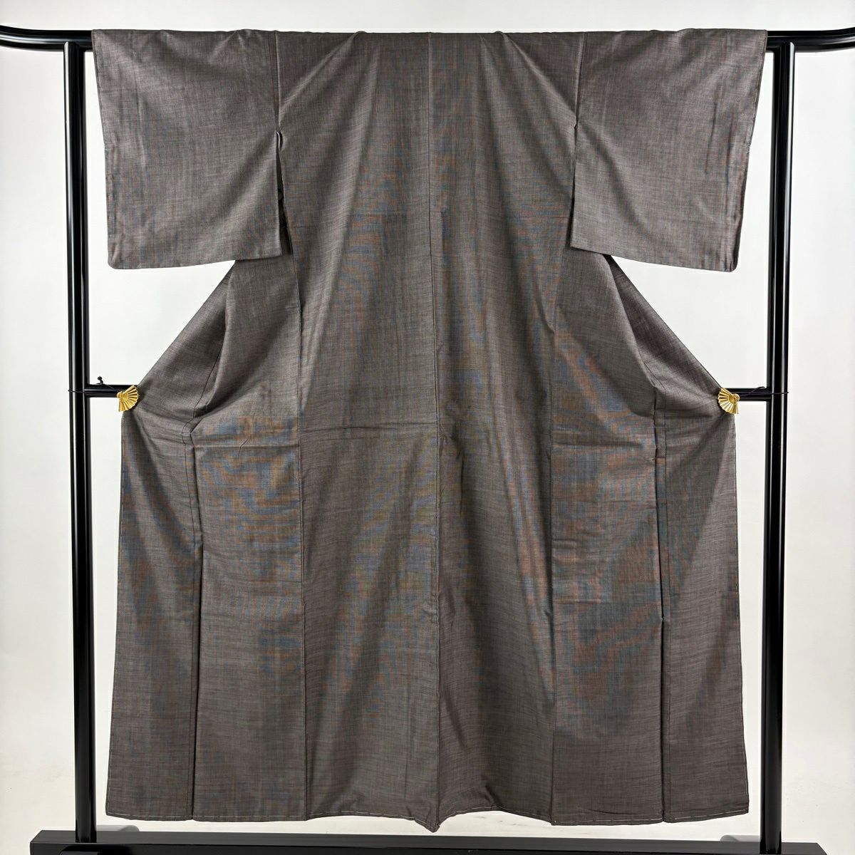 【美品】 大島紬織 身長153cm 袖長62cm S 雙層 純泥染 證書齊全 焦茶 金銀彩 正蠶絲 名品級