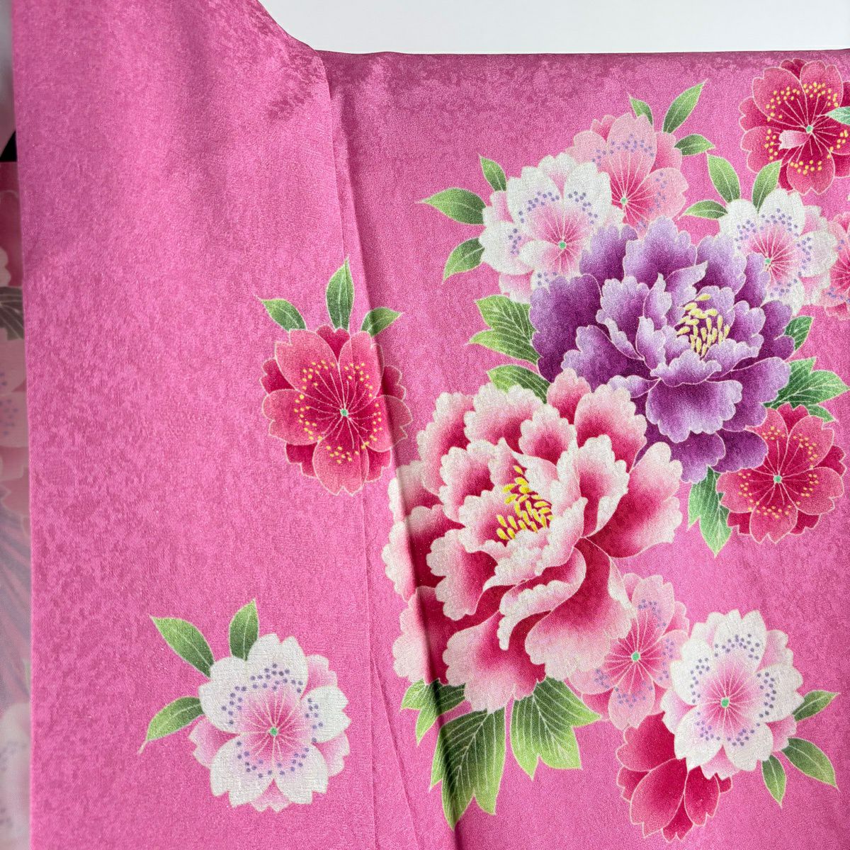 【美品】振袖禮服 身長168cm 袖長75cm L 雙層 草花紋紋 垂枝櫻 金銀彩 刺繡 粉紅 純蠶絲 逸品級