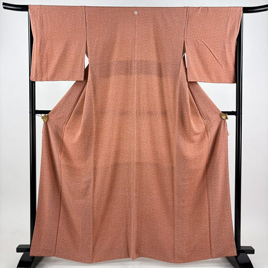 【美品】 江戶小紋 身長163.5cm 袖長66.5cm M 雙層 人間國寶 小宮康孝 落款あり 寶盡くし 動物 粉米色 純蠶絲 逸品級 一つ紋