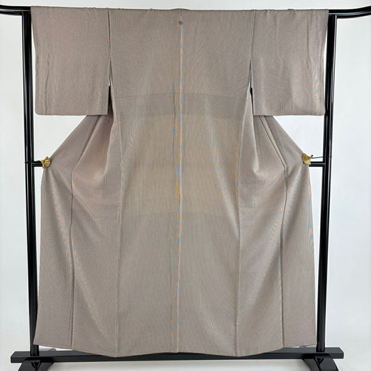 【美品】 江戶小紋 身長156cm 袖長63cm S 雙層 萬筋 茶 純蠶絲 名品級 一つ紋
