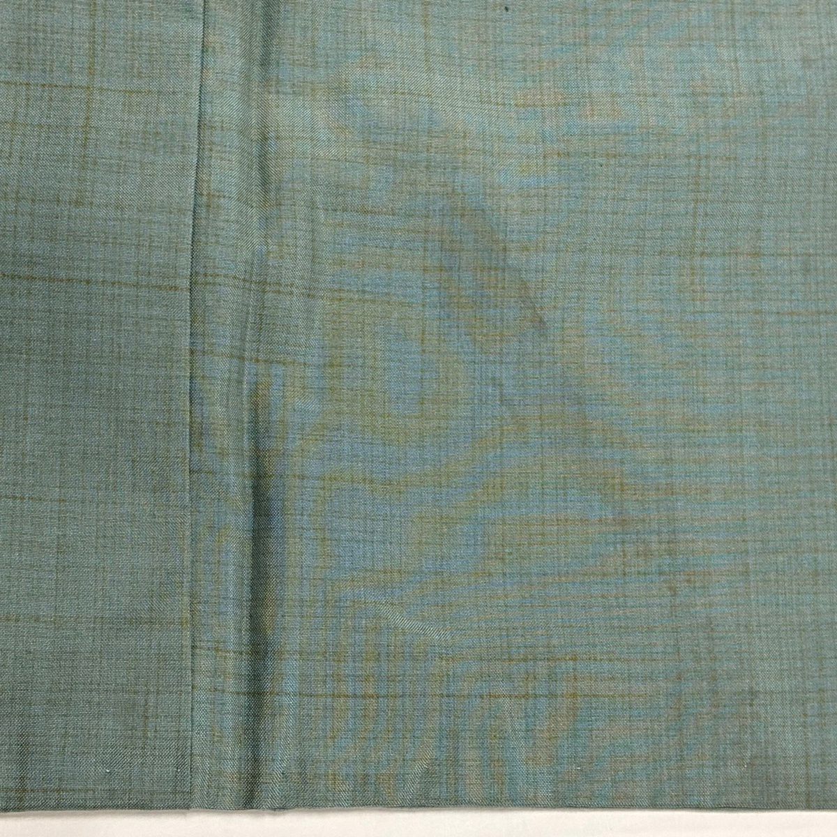 訪問服 身長151cm 袖長63.5cm S 雙層 紬織織 草花紋紋 幾何學圖案 刺繡 金線 灰綠 純蠶絲 名品級