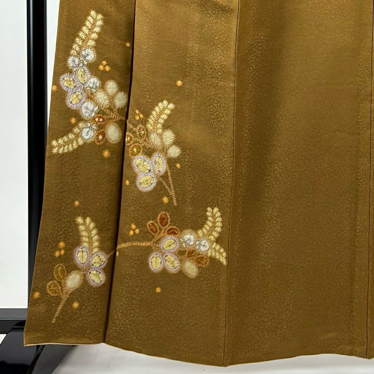 【美品】 付下 身長164cm 袖長63cm S 雙層 久保田一竹子工房 落款あり 藤 金通金絞染 茶 純蠶絲 逸品級