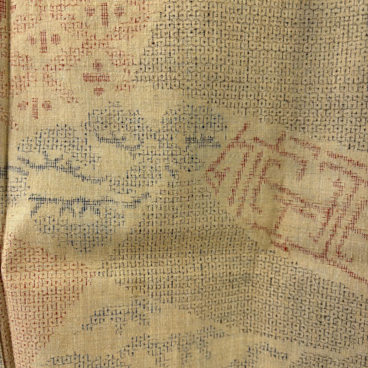 結城織 身長165.5cm 袖長65cm M 雙層 本場結城織 證書附上 菱 松樹 薄黃土 純蠶絲 逸品級