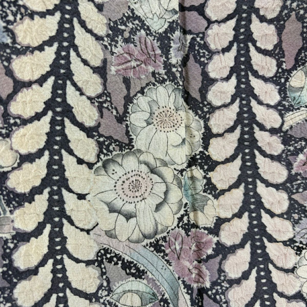 訪問服 身長157cm 袖長64.5cm M 雙層 翠山工房 落款あり 辻花染 菱格子 染分 ぼかし 灰紫 純蠶絲 逸品級