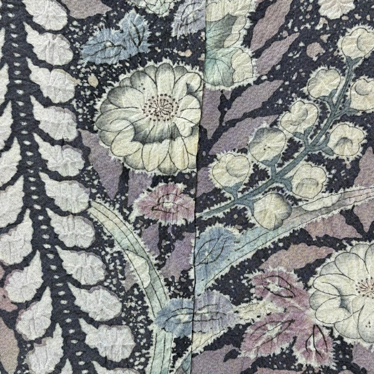 訪問服 身長157cm 袖長64.5cm M 雙層 翠山工房 落款あり 辻花染 菱格子 染分 ぼかし 灰紫 純蠶絲 逸品級