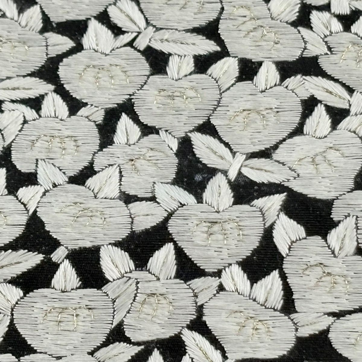 袋帶 逸品級 橘 金絲 刺繡 黑 お太鼓圖案 純蠶絲