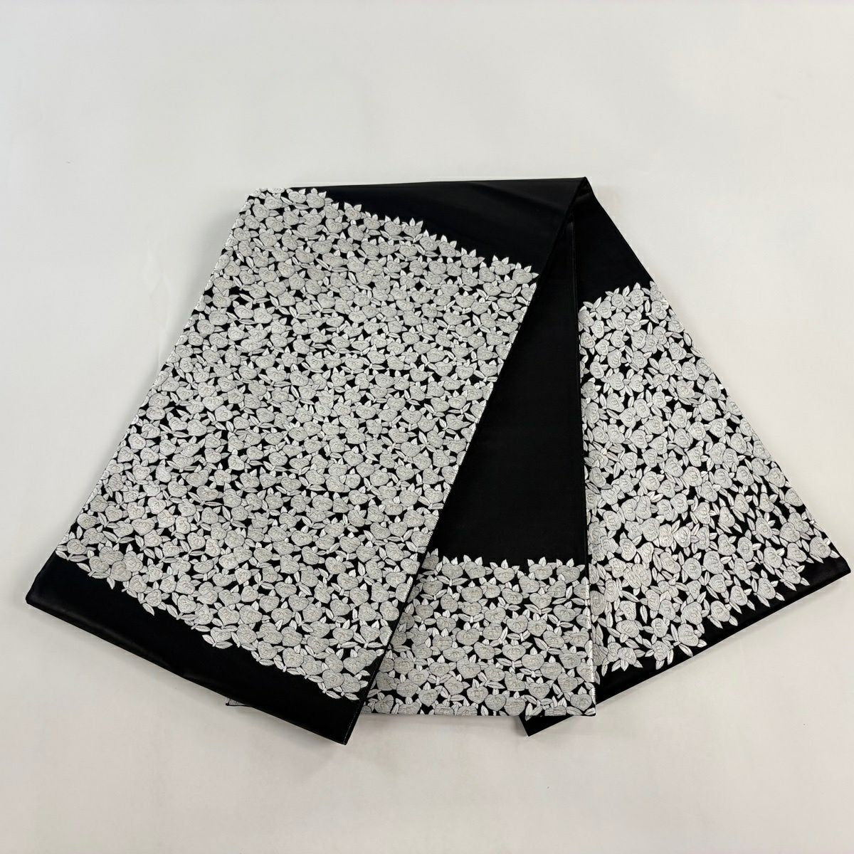 袋帶 逸品級 橘 金絲 刺繡 黑 お太鼓圖案 純蠶絲