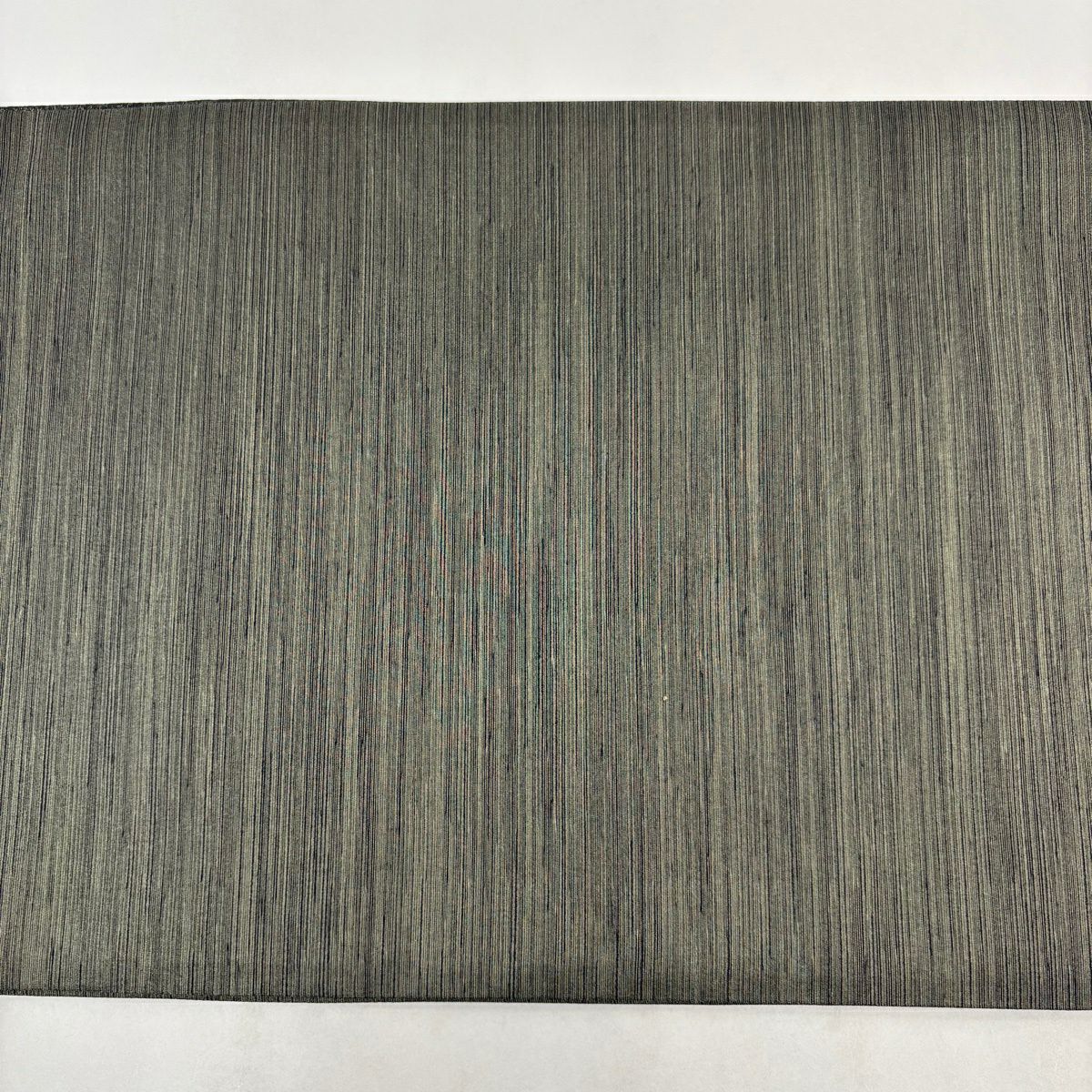 【美品】 袋帶 名品級 紋理 幾何學 銀線 黑色 全通 純蠶絲