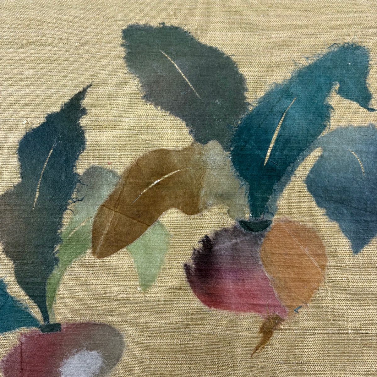 【美品】 名古屋帶 名品級 辻村ジュサブロー 紬織織 蕪 淺米色 純蠶絲