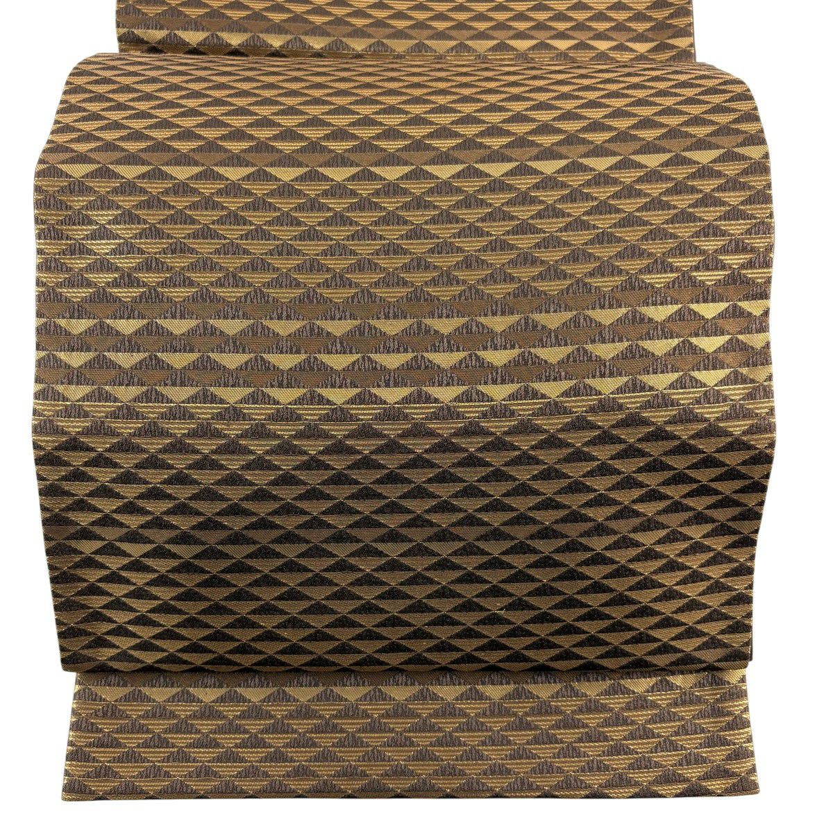 【美品】 袋帶 名品級 落款あり 鱗 金金箔 金絲 焦茶 全通 純蠶絲