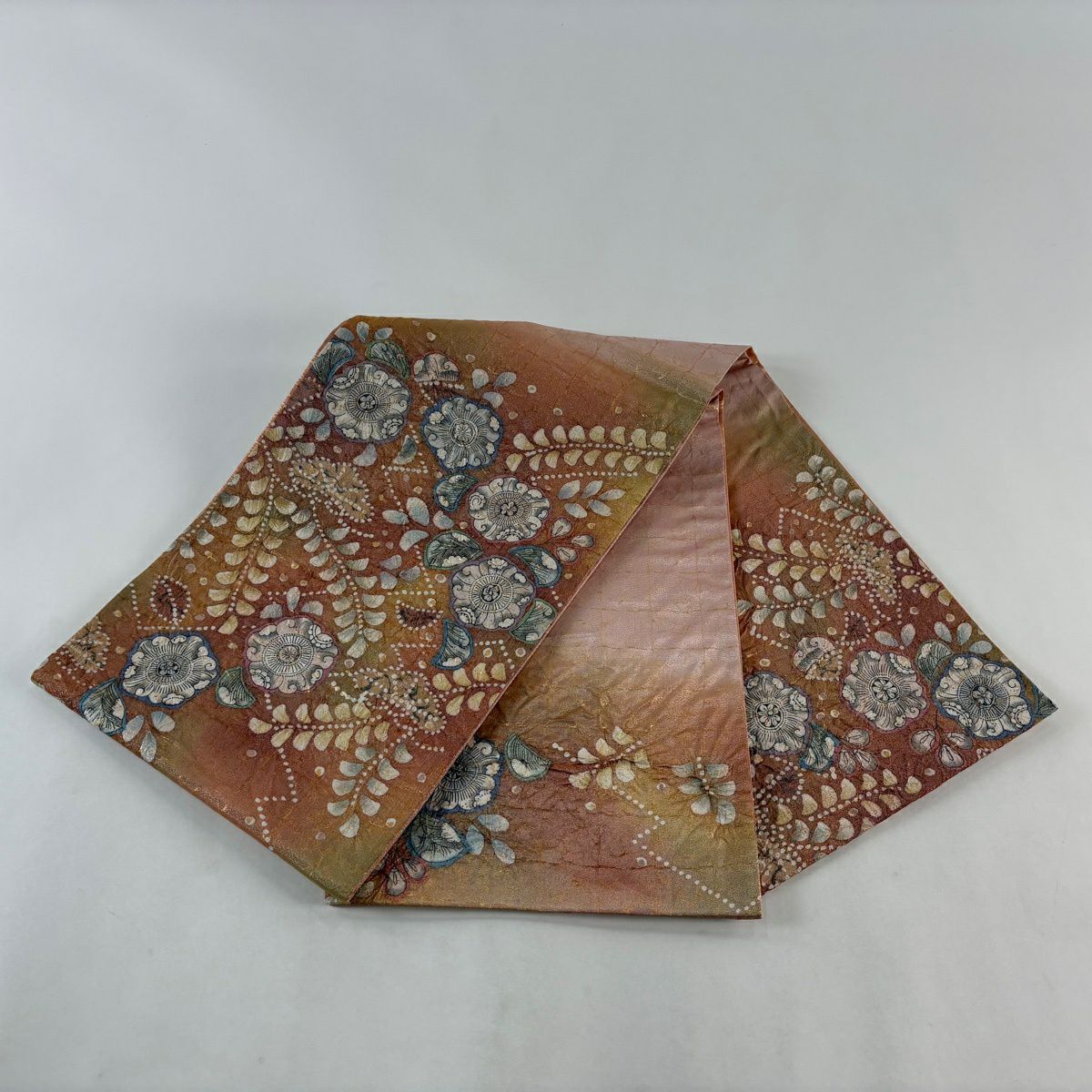 【美品】 袋帶 名品級 辻花染 銀線 金金箔 粉紅色 大鼓圖案 純蠶絲