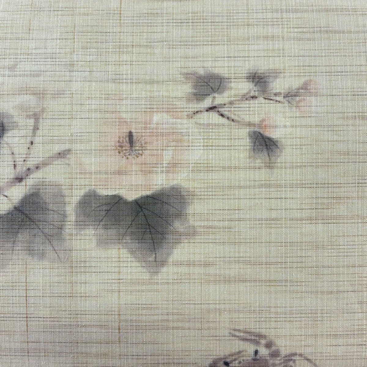 【美品】名古屋帶 名品級 鈴乃屋 枝花 蟹 米色 純蠶絲