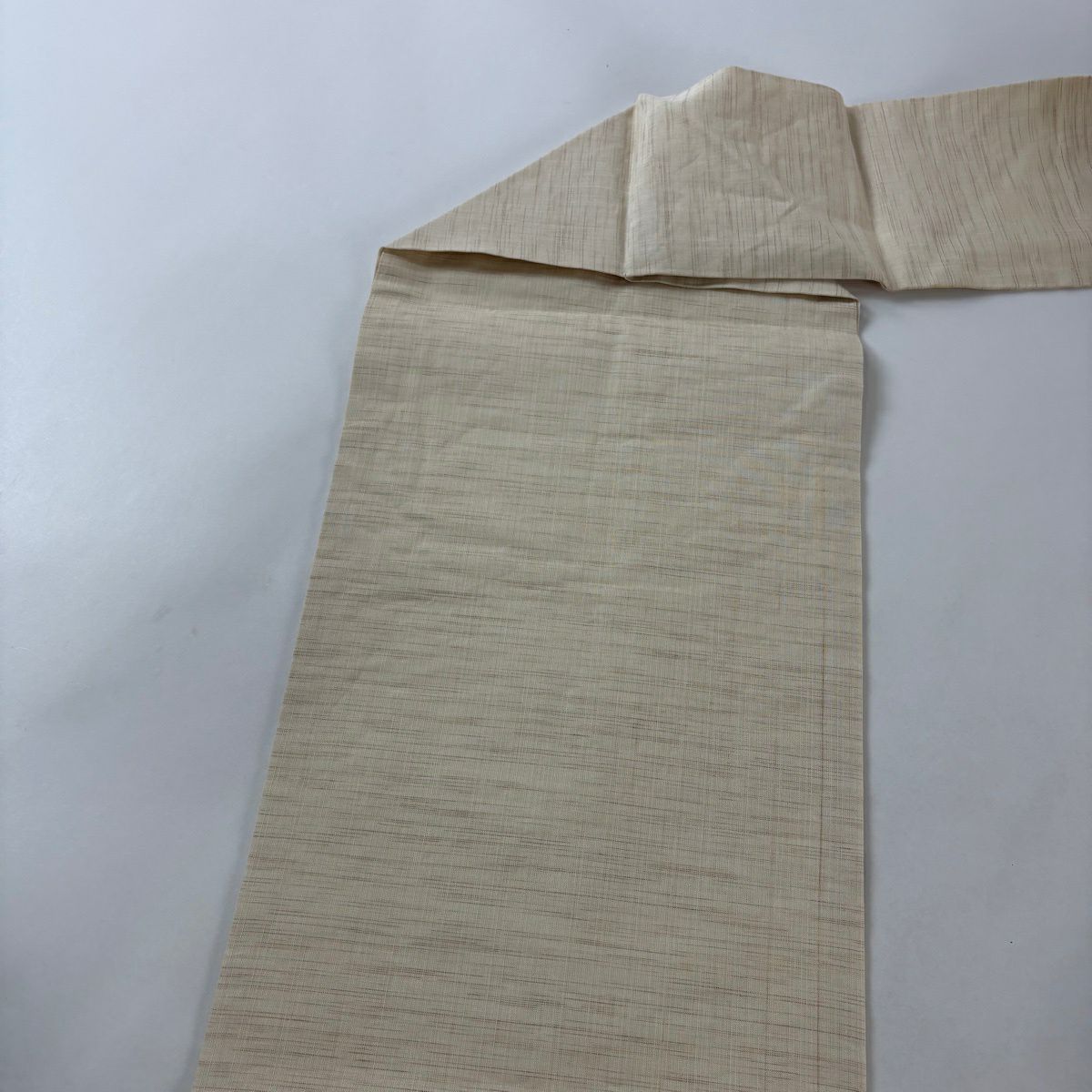 【美品】名古屋帶 名品級 鈴乃屋 枝花 蟹 米色 純蠶絲