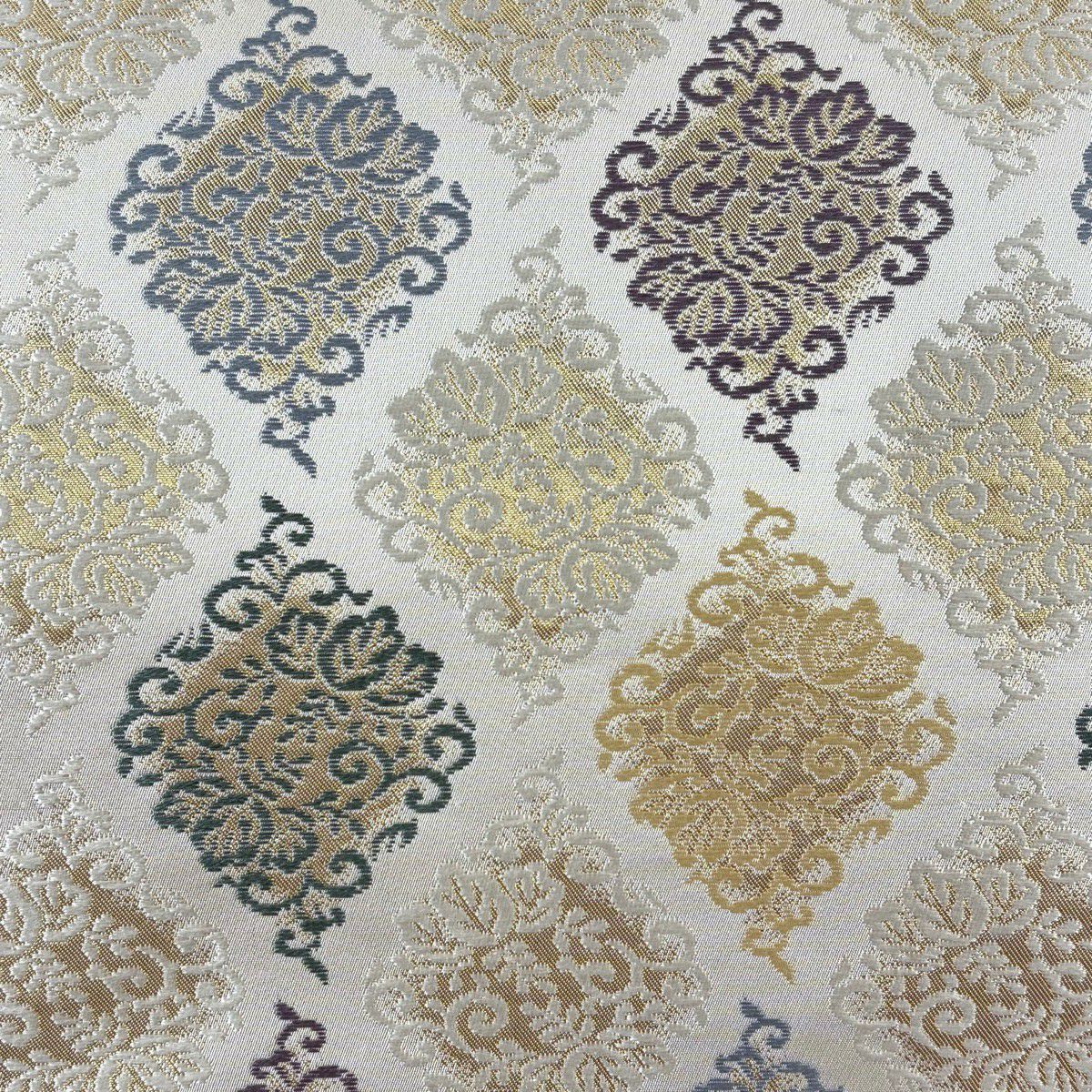 名古屋帶 名品級 花唐草紋 刺繡 金金箔 米色 純蠶絲